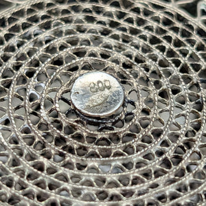 Antique Silver Filigree Hexagonal Pill Box (Lace Openwork, Stamped 800) 💍✨💎