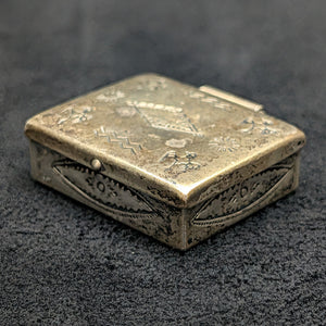 Vintage Sterling Silver Pill Box/Fob (Hand-Stamped Symbols) 🇺🇸🦅🥈