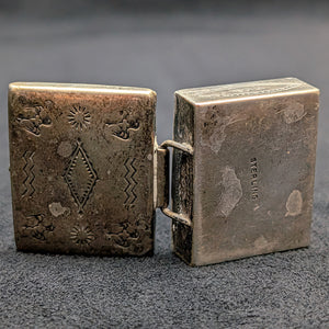 Vintage Sterling Silver Pill Box/Fob (Hand-Stamped Symbols) 🇺🇸🦅🥈