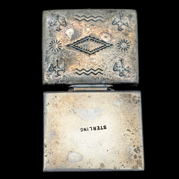 Vintage Sterling Silver Pill Box/Fob (Hand-Stamped Symbols) 🇺🇸🦅🥈