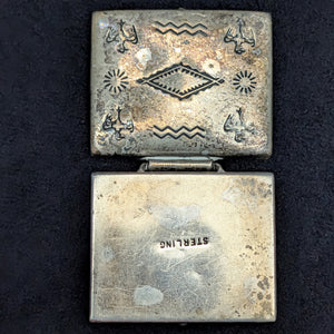 Vintage Sterling Silver Pill Box/Fob (Hand-Stamped Symbols) 🇺🇸🦅🥈