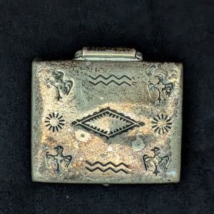 Vintage Sterling Silver Pill Box/Fob (Hand-Stamped Symbols) 🇺🇸🦅🥈