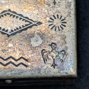 Vintage Sterling Silver Pill Box/Fob (Hand-Stamped Symbols) 🇺🇸🦅🥈
