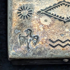 Vintage Sterling Silver Pill Box/Fob (Hand-Stamped Symbols) 🇺🇸🦅🥈
