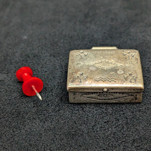 Vintage Sterling Silver Pill Box/Fob (Hand-Stamped Symbols) 🇺🇸🦅🥈