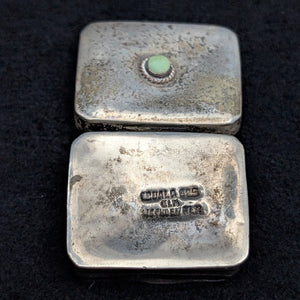 Vintage Mexican Sterling Silver Pill Box (Iguala 925, Maker ELM, Green Stone Accent) 🇲🇽🟢🥈