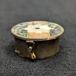 Vintage Mexican Abalone & Mother-of-Pearl Pill Box (Marked Alpaca) 🇲🇽🐚🌸