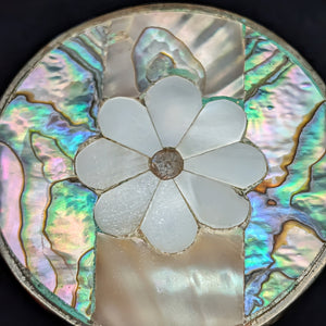 Vintage Mexican Abalone & Mother-of-Pearl Pill Box (Marked Alpaca) 🇲🇽🐚🌸