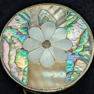 Vintage Mexican Abalone & Mother-of-Pearl Pill Box (Marked Alpaca) 🇲🇽🐚🌸