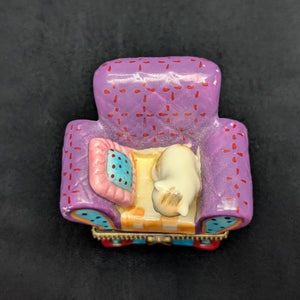 Miniature Whimsical Cat-on-Sofa Hinged Trinket Box (Maximalist Purple & Polka Dots) 🐈💜✨