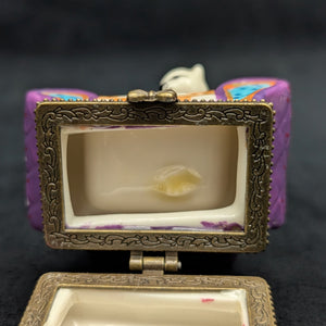 Miniature Whimsical Cat-on-Sofa Hinged Trinket Box (Maximalist Purple & Polka Dots) 🐈💜✨