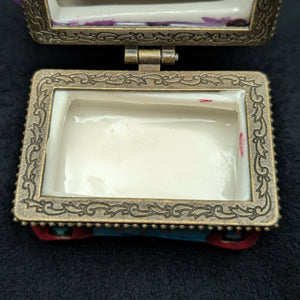 Miniature Whimsical Cat-on-Sofa Hinged Trinket Box (Maximalist Purple & Polka Dots) 🐈💜✨