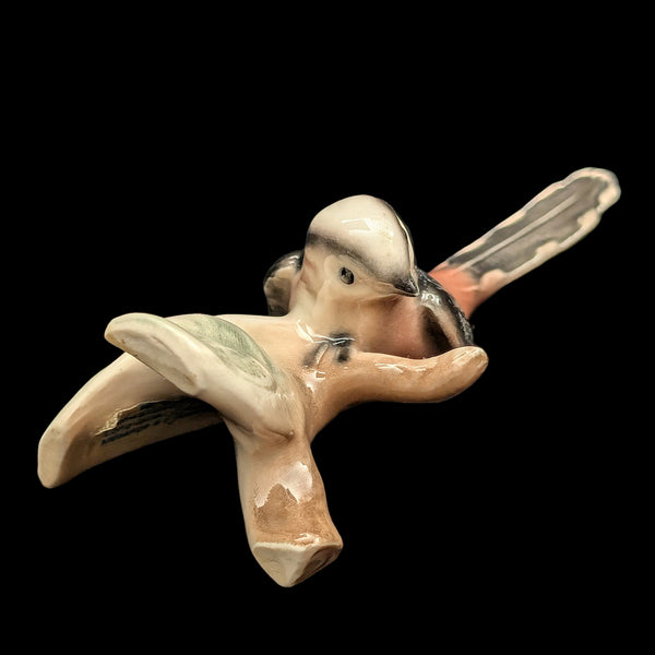 Vintage Goebel Porcelain Bird Figurine, Long-tailed Titmouse (W. Germany) 🐦🇩🇪🌿