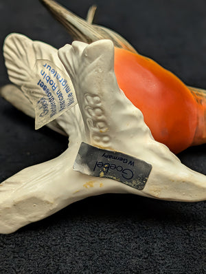Vintage Goebel Porzellan-Vogelfigur, Amerikanisches Rotkehlchen (Westdeutschland) 🐦🇺🇸🧡