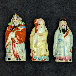 Vintage Chinese Ceramic Figurines Set of 6 (Fuk Luk Sau / Three Star Gods) 🇨🇳💰🍑