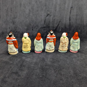 Vintage Chinese Ceramic Figurines Set of 6 (Fuk Luk Sau / Three Star Gods) 🇨🇳💰🍑