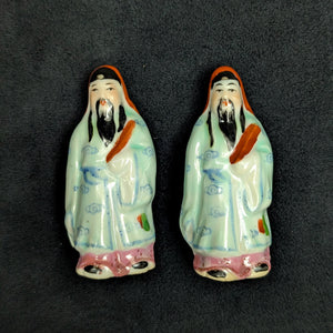 Vintage Chinese Ceramic Figurines Set of 6 (Fuk Luk Sau / Three Star Gods) 🇨🇳💰🍑