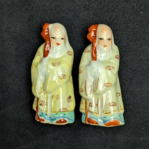 Vintage Chinese Ceramic Figurines Set of 6 (Fuk Luk Sau / Three Star Gods) 🇨🇳💰🍑