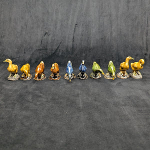 Vintage Miniature Ceramic Waterfowl Figurine Set (10 Pcs, Crackle Glaze, Marked China) 🦢🦆🎨