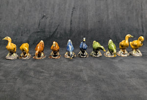 Vintage Miniature Ceramic Waterfowl Figurine Set (10 Pcs, Crackle Glaze, Marked China) 🦢🦆🎨