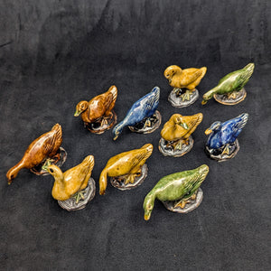 Vintage Miniature Ceramic Waterfowl Figurine Set (10 Pcs, Crackle Glaze, Marked China) 🦢🦆🎨