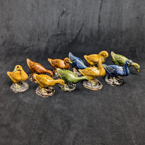 Vintage Miniature Ceramic Waterfowl Figurine Set (10 Pcs, Crackle Glaze, Marked China) 🦢🦆🎨