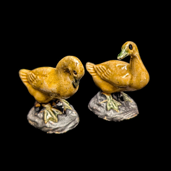 Vintage Miniature Ceramic Waterfowl Figurine Set (10 Pcs, Crackle Glaze, Marked China) 🦢🦆🎨