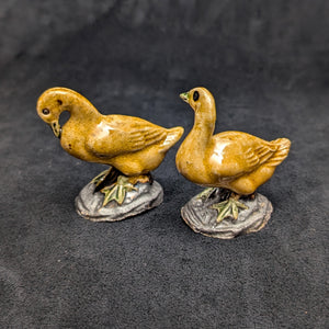 Vintage Miniature Ceramic Waterfowl Figurine Set (10 Pcs, Crackle Glaze, Marked China) 🦢🦆🎨