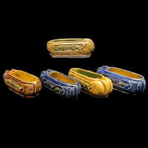 Chinese Penjing Planter Set (5 Ruyi Scepter Pots with Dragon Motif), Export Stoneware, Circa 1970s 🇨🇳🐉✨