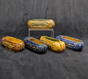 Chinese Penjing Planter Set (5 Ruyi Scepter Pots with Dragon Motif), Export Stoneware, Circa 1970s 🇨🇳🐉✨