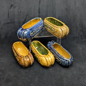 Chinese Penjing Planter Set (5 Ruyi Scepter Pots with Dragon Motif), Export Stoneware, Circa 1970s 🇨🇳🐉✨