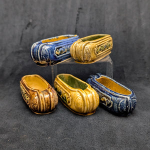 Chinese Penjing Planter Set (5 Ruyi Scepter Pots with Dragon Motif), Export Stoneware, Circa 1970s 🇨🇳🐉✨