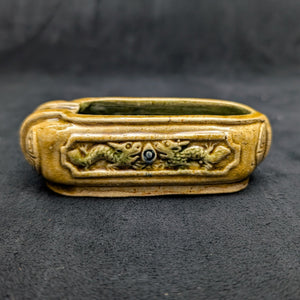 Chinese Penjing Planter Set (5 Ruyi Scepter Pots with Dragon Motif), Export Stoneware, Circa 1970s 🇨🇳🐉✨