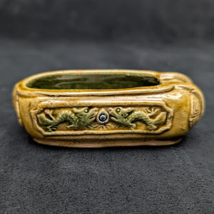 Chinese Penjing Planter Set (5 Ruyi Scepter Pots with Dragon Motif), Export Stoneware, Circa 1970s 🇨🇳🐉✨