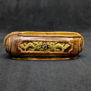 Chinese Penjing Planter Set (5 Ruyi Scepter Pots with Dragon Motif), Export Stoneware, Circa 1970s 🇨🇳🐉✨