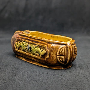 Chinese Penjing Planter Set (5 Ruyi Scepter Pots with Dragon Motif), Export Stoneware, Circa 1970s 🇨🇳🐉✨