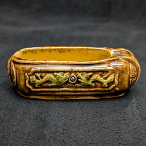 Chinese Penjing Planter Set (5 Ruyi Scepter Pots with Dragon Motif), Export Stoneware, Circa 1970s 🇨🇳🐉✨