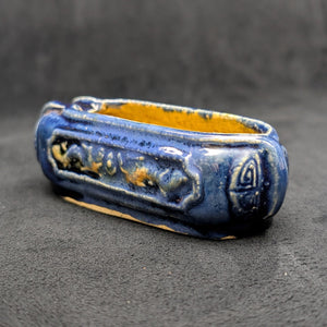 Chinese Penjing Planter Set (5 Ruyi Scepter Pots with Dragon Motif), Export Stoneware, Circa 1970s 🇨🇳🐉✨