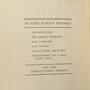 Dangerous Days by Mary Roberts Rinehart (1919 First Edition) - WWII-Dated California Artifact 🇺🇸📜✈️