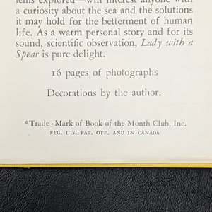 Lady with a Spear by Eugenie Clark (1953 First Edition, Book Club Edition) - Famous Ocean Scientist Memoir 🐠🗺️🇺🇸