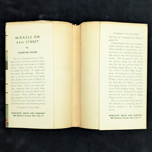 Miracle on 34th Street by Valentine Davies (1947 First Edition) - Iconic Christmas Classic in Original Dust Jacket 🎄🎅🎁