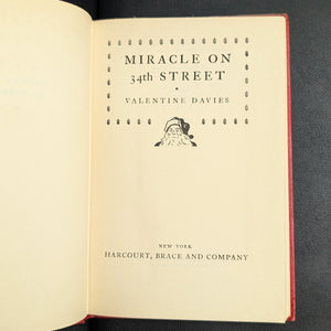 Miracle on 34th Street by Valentine Davies (1947 First Edition) - Iconic Christmas Classic in Original Dust Jacket 🎄🎅🎁