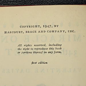 Miracle on 34th Street by Valentine Davies (1947 First Edition) - Iconic Christmas Classic in Original Dust Jacket 🎄🎅🎁