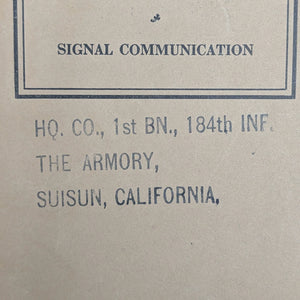 Basic Field Manual, Signal Communication (FM 24-5), U.S. War Dept. (1939) - Suisun, CA Military Ephemera 🇺🇸📞⚔️