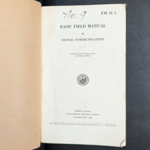 Basic Field Manual, Signal Communication (FM 24-5), U.S. War Dept. (1939) - Suisun, CA Military Ephemera 🇺🇸📞⚔️