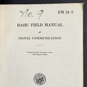 Basic Field Manual, Signal Communication (FM 24-5), U.S. War Dept. (1939) - Suisun, CA Military Ephemera 🇺🇸📞⚔️