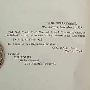 Basic Field Manual, Signal Communication (FM 24-5), U.S. War Dept. (1939) - Suisun, CA Military Ephemera 🇺🇸📞⚔️