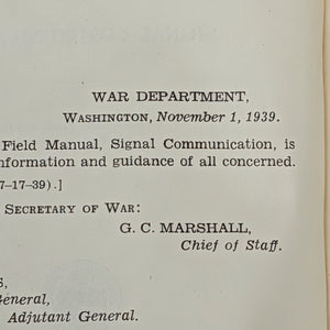 Basic Field Manual, Signal Communication (FM 24-5), U.S. War Dept. (1939) - Suisun, CA Military Ephemera 🇺🇸📞⚔️
