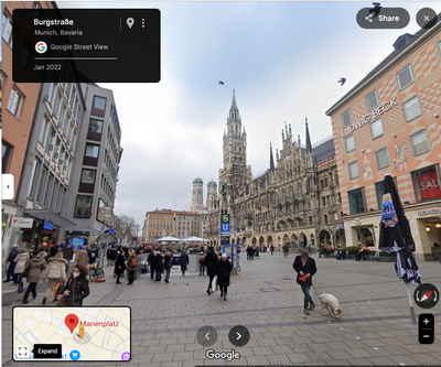 Pintura al óleo impresionista alemana de mediados de siglo de la Marienplatz de Múnich por Otto Hellmeier 🇩🇪