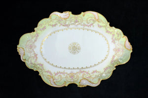 Antique Porcelain Oval Serving Tray by GDA Limoges (Hand Painted, 22k Gold), Circa Late 19th Century 🇫🇷🍽️✨